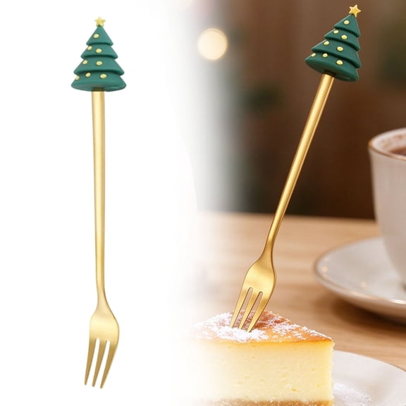 Clearance Under $1.69 Christmas Stainless Fork Set Tree Decorative Doll Shaped Flatware GD3 6.30*0.59 In