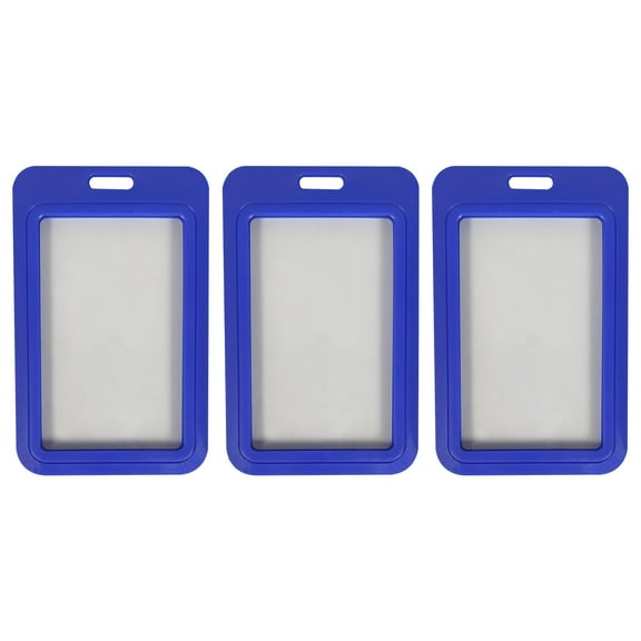 Clearance Under $1.74! 3PCS ID Badge Holder, Double-Sided Horizontal Hard Plastic Card Protector, Plastic, for Office & Events, (One Size, Blue)