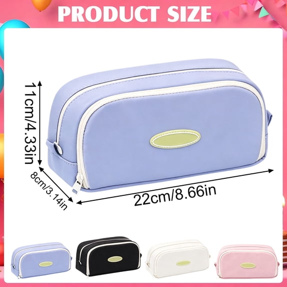 Clearance Under $1.79! 1PC Large Capacity Pencil Case, Double Layer Aesthetic Canvas Stationery Bag with Wide Opening, for Daily Use, 22x11cm, C