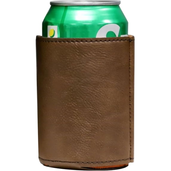 Clearance Under $1.84! 1Pc Leather Can Cooler Sleeve for Bottles and Cans (One Size, Khaki)