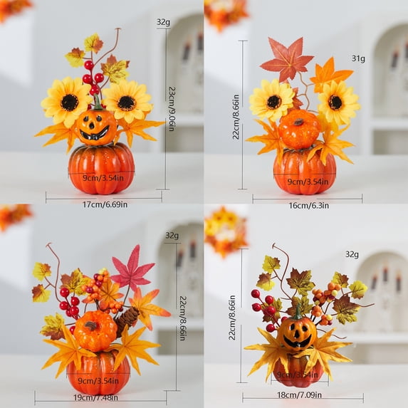 Clearance Under $1.96! 1PC Fall Pumpkin Vase Decor, Artificial Centerpiece for Table & Kitchen Display, Plastic, (One Size, C)