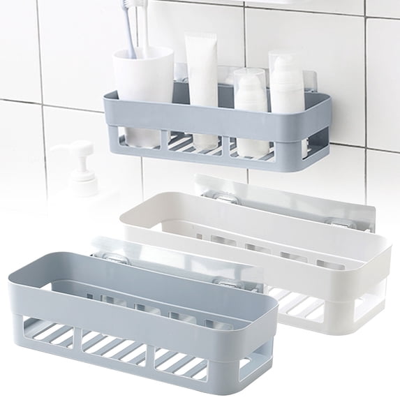 Clearance Under $1.99Adhesive Bathroom Shelf No Drill Wall Mount Organizer with Quick Drain for Shower and Vanity