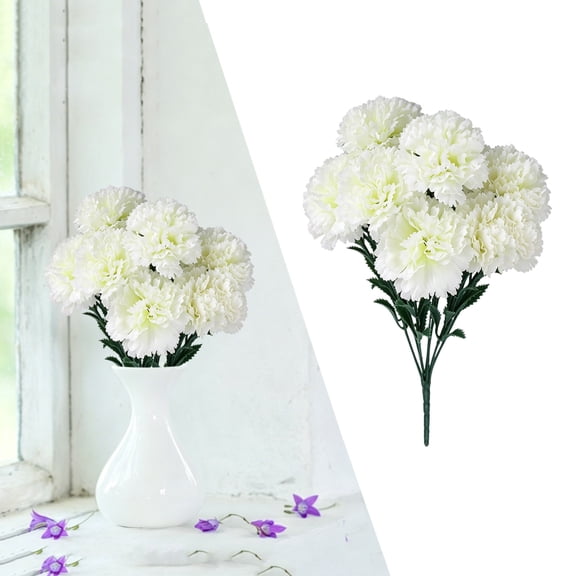 Clearance Under $1 Artificial Carnation Pick 7-Fork Carnation Spray For Living Room Vase Filler,Plastic White (1Pc)