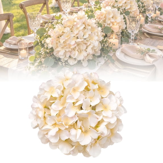 Clearance Under $1 Artificial Hydrangea Heads, Dense Realistic Flower Heads for DIY Arrangements, Beige