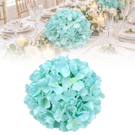 Clearance Under $1 Artificial Hydrangea Heads, Dense Realistic Flower Heads for DIY Arrangements, Blue