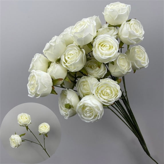 Clearance Under $1 Artificial Rose Spray Artificial Rose Bouquet For Bedroom Nightstand Decor,Plastic (A) (1Pc)