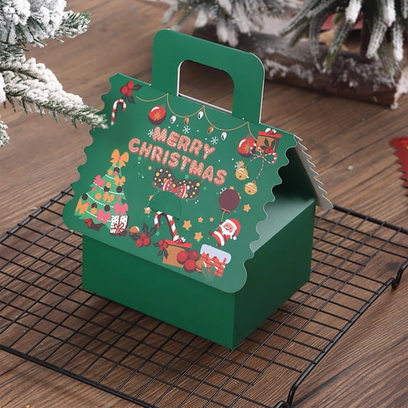 Clearance Under $1 Christmas Candy Box with Handle and Merry Christmas Print for Holiday Treats