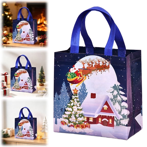 Clearance Under $1 Christmas Non-Woven Gift Bag with Handles - Blue