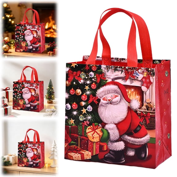 Clearance Under $1 Christmas Non-Woven Gift Bag with Handles - Red