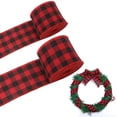 thumbnail image 1 of Clearance Under $1 Christmas Plaid Burlap Ribbon, Wired Edge Wrapping Ribbon for Tree and Crafts, 5cm x 6m, 1 of 5