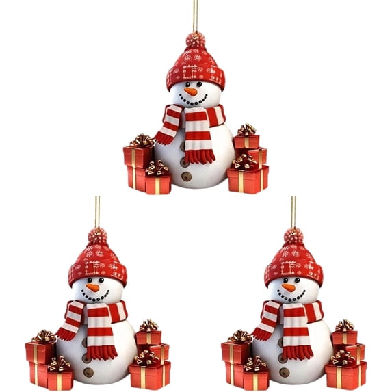 Clearance Under $1 Christmas Snowman Hanging Ornament Festive Flat Acrylic Snowman Christmas Tree Decoration for Mantel