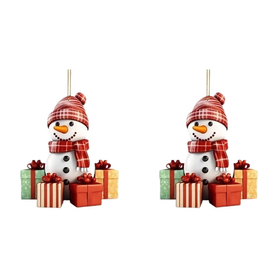 Clearance Under $1 Christmas Snowman Hanging Ornament Lightweight Flat Acrylic Snowman Christmas Tree Decoration for Car Mirror