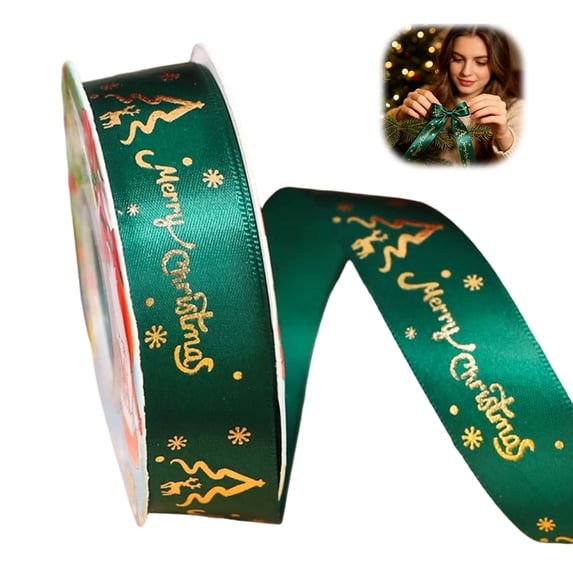 Clearance Under $1 Festive Christmas Ribbon for Wreath Making and Holiday Crafts, Satin-Like Ribbon
