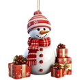 thumbnail image 1 of Clearance Under $1 Flat Acrylic Snowman Christmas Ornament with Knit Hat and Plaid Scarf - Style 4, 1 of 5