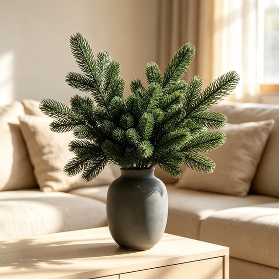 Clearance Under $1 Flocked Green Pine Branch for Christmas Wreath and Vase Arrangement