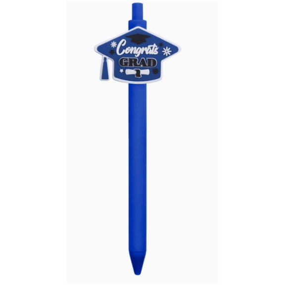 Clearance Under $1, Graduation Cap Ballpoint Pen Retractable Blue with Congrats Lettering for Writing #A (1Pc)