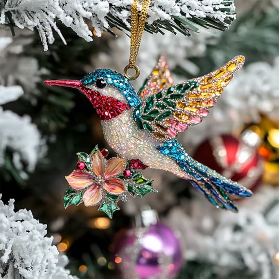 Clearance Under $1 Hummingbird Ornament Hummingbird Christmas Ornament Acrylic For Christmas Tree Ornament Spring Garden Decor (D) (1Pc)
