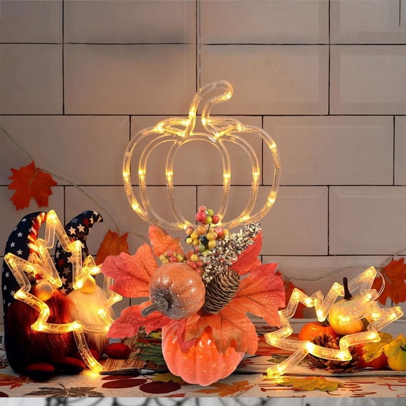Clearance Under $1 Orange Autumn Pumpkin and Maple Leaf Table Centerpiece 7.8in