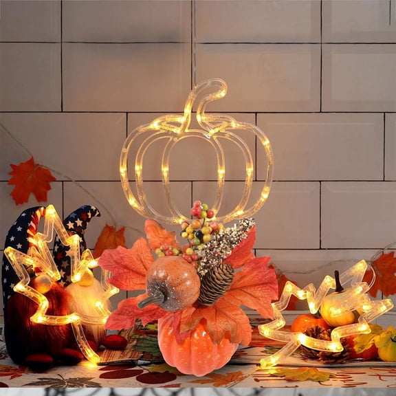 Clearance Under $1 Orange Autumn Pumpkin and Maple Leaf Table Centerpiece 7.8in