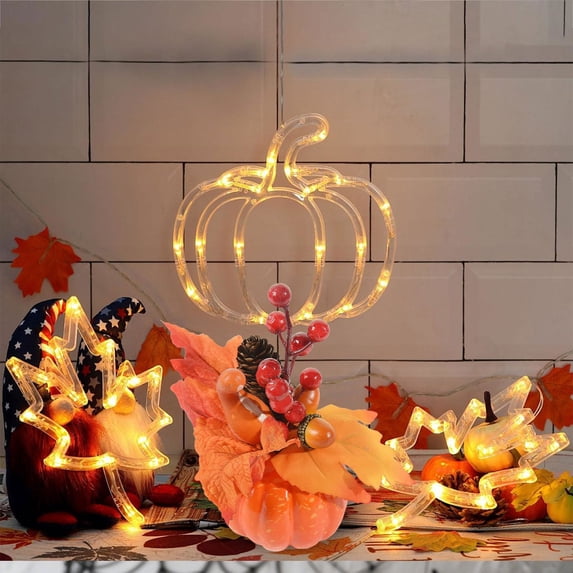 Clearance Under $1 Orange Pumpkin Autumn Centerpiece with Maple Leaves 7.8in for Fall Decor