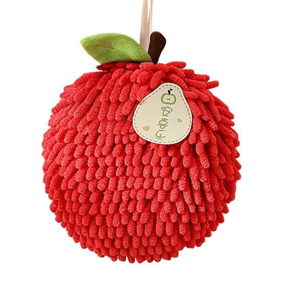 Under$1 PEONAVET Fuzzy Ball Hand Towel With Hanging Loop For Bathroom Cute Fruit Chenille Decorative Ball Towel Soft Absorbent Ball Towel Sets For Kitchen Bathroom
