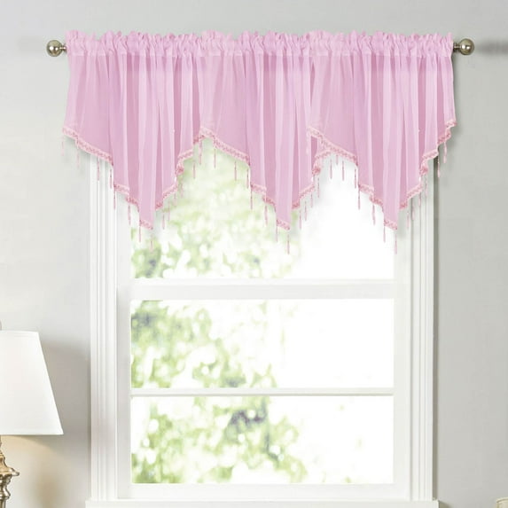 PEONAVET Trigonal Curtain Valances for Windows Rod Pocket Solid Scalloped Valance Short Curtain Panles for Kitchen/Office/Home Decor/Thanksgiving