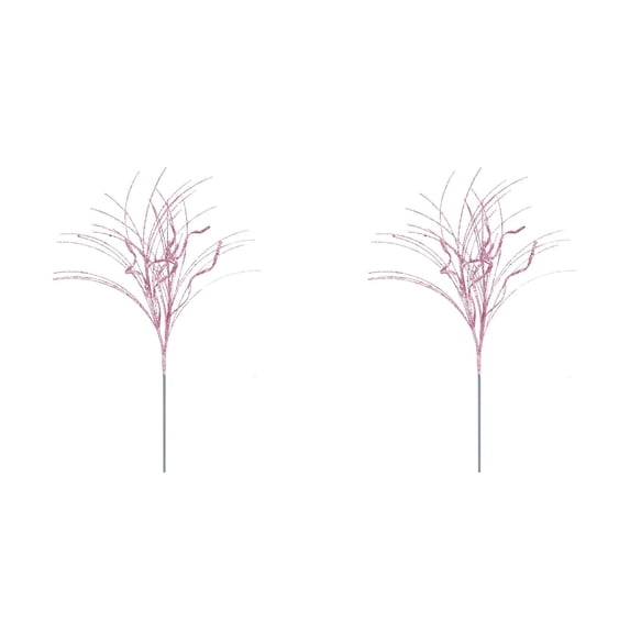 Clearance Under $1 Pink Glitter Branch Christmas Table Decoration with Sequins and Flexible Stems - 2 Pieces
