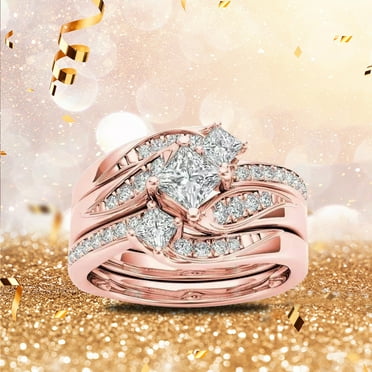 Clearance Under $1 Pitauce Rings for Women Round Diamond Wedding Band Anniversary Accessory Ring Mothers Day Gold Jewelry Gifts for Mom