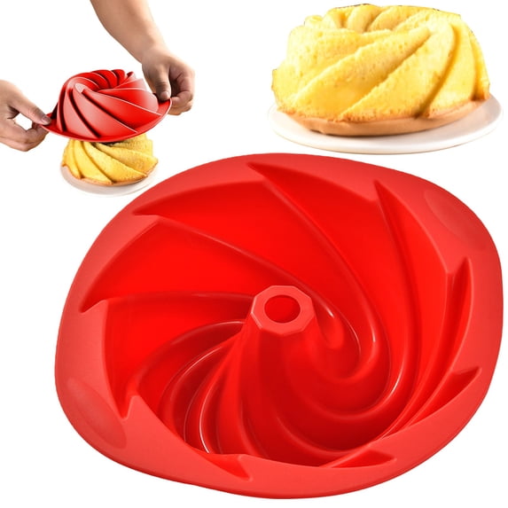 Clearance Under $1 Silicone Fluted Cake Pan, Non-Stick Swirl Mold for ...