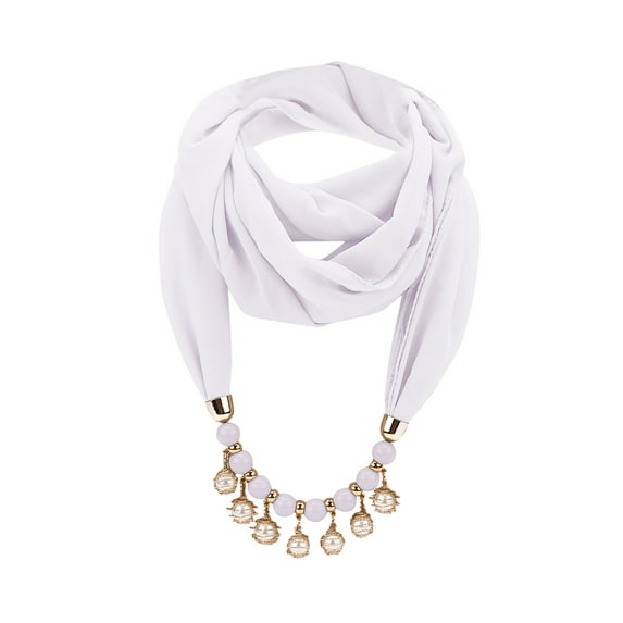 Women's Vintage Ethnic Scarf Necklace Bohemian Alloy Petaled Pendant Jewelry Gift Soft Winter Neck Wrap Scarves