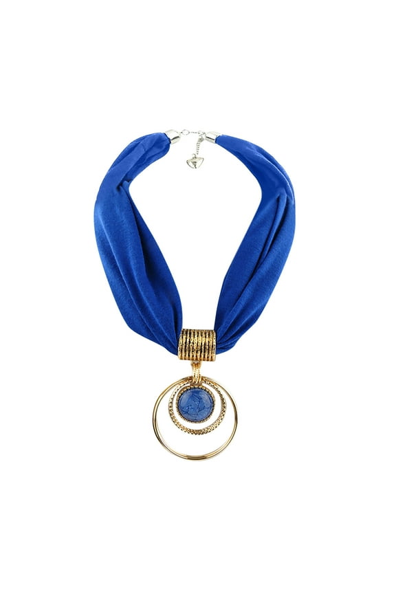 Women's Vintage Ethnic Scarf Necklace Bohemian Alloy Petaled Pendant Jewelry Gift Soft Winter Neck Wrap Scarves