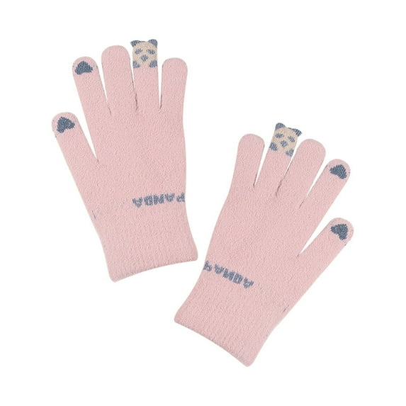 qolati Cute Winter Gloves for Women Thermal Soft Warm Gloves for Girls with Elastic Cuff Windproof Knitted Ski Snow Mittens