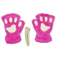 thumbnail image 1 of qolati Winter Plush Faux Fur Gloves for Women Cute Puffy Half Finger Bears Gloves Soft Warm Fuzzy Fleece Fingerless Mittens, 1 of 2