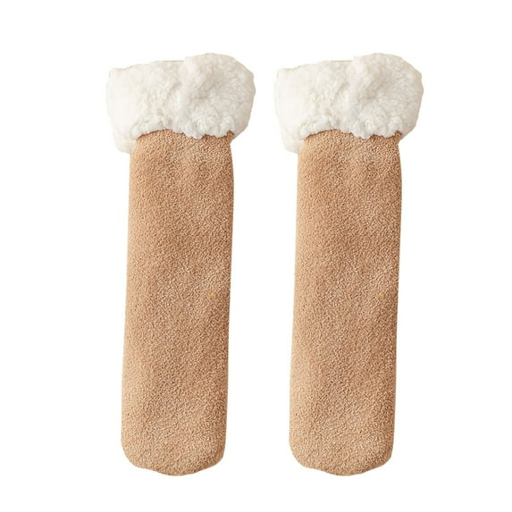 Clearance Under $10.00 qolati Women Fuzzy Socks Non Slip Winter Warm Puffy Slipper Socks Soft Thick Fleece Lined Home Floor Comfy Socks