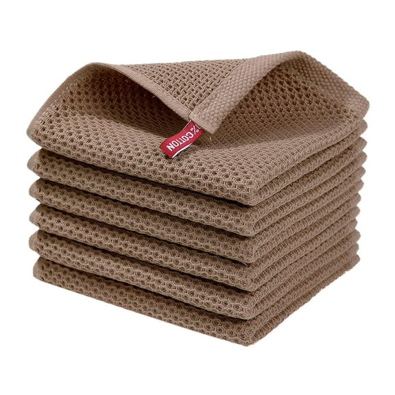 Clearance! Under $10 100% Cotton Weave Kitchen Dish Cloths Ultra Soft Absorbent Quick Drying Dish Towels 12x12 Inches 6-Pack