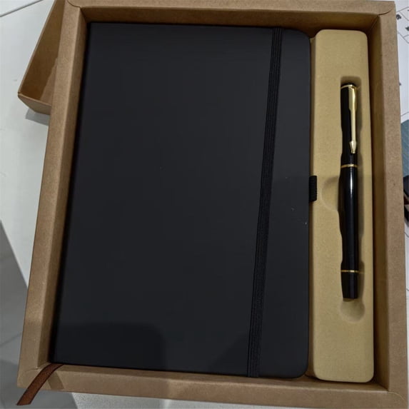 Clearance Under $10! A5 Bound Notebook With Pen Gift Box, 100 Sheets (200 Pages)/Book In Dark Blue Composition Notebook Notepad
