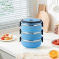 thumbnail image 1 of Clearance Tableware Arched Handle Lunch Box Lunch Container Food Containers Insulation Stainless Steel Containers Blue, 1 of 7