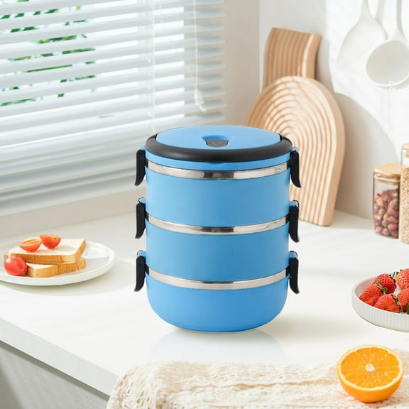 Clearance Tableware Arched Handle Lunch Box Lunch Container Food Containers Insulation Stainless Steel Containers Blue