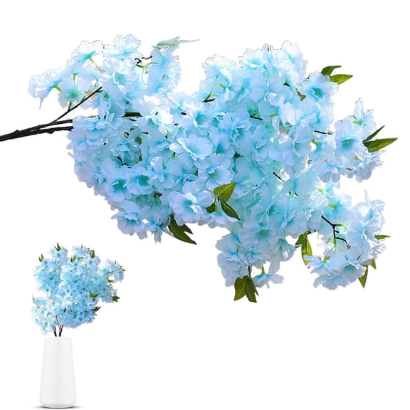 Clearance Under $10 Artificial Cherry Blossom Bouquet Wedding Home Table Centerpiece Decor,1PC,Blue