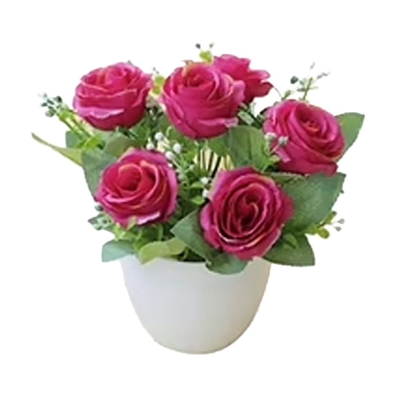 Clearance Under $10 Artificial flowers, Artificial Flowers With Small Plastic Vase Artificial Roses Plants Flower Arrangements Decorations For Home