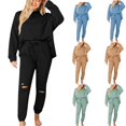 thumbnail image 1 of Autumn Plus Size 2 Piece Sets for Women 2024 Solid Color Sports Suit Casual Sports Hoodie Pant Two-piece Set, 1 of 9
