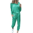 thumbnail image 1 of Autumn Plus Size 2 Piece Sets for Women Loose Two-piece Sets Solid Long Sleeve Tops Casual Pants Sweatsuit, 1 of 5