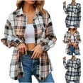 thumbnail image 1 of Autumn and Winter Plaid Jackets for Womens 2024 Plus Size Casual Pockets Printed Long Sleeve Tops Jacket Plaid Coat, 1 of 6