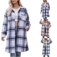 thumbnail image 1 of Autumn and Winter Plaid Jackets for Womens 2024 Plus Size Loose Plaid Printed Hatless Jacket Tops, 1 of 8