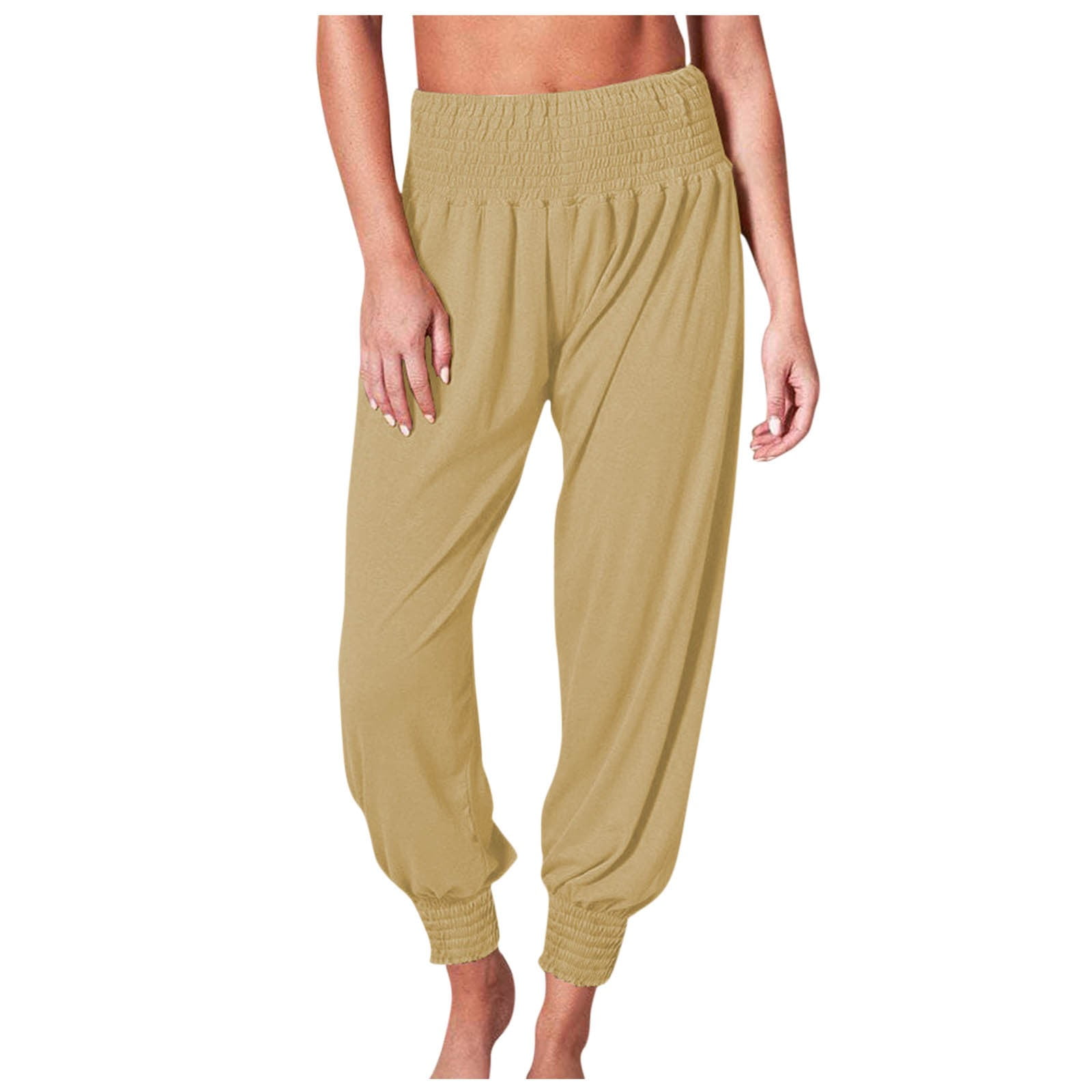 Clearance Under $10 ! BVnarty Discount Harem Pants for Women Fashion Fall  Winter Long Trousers Harron Elastic Mid Waist Sports Fold Solid Color Comfy