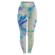 Clearance Under $10 ! BVnarty Leggings for Women Girls Skinny High Waist Stretchy Tights Comfy Lounge Casual Tie-dyed Printed Fashion Fall Winter Long Trousers Blue S