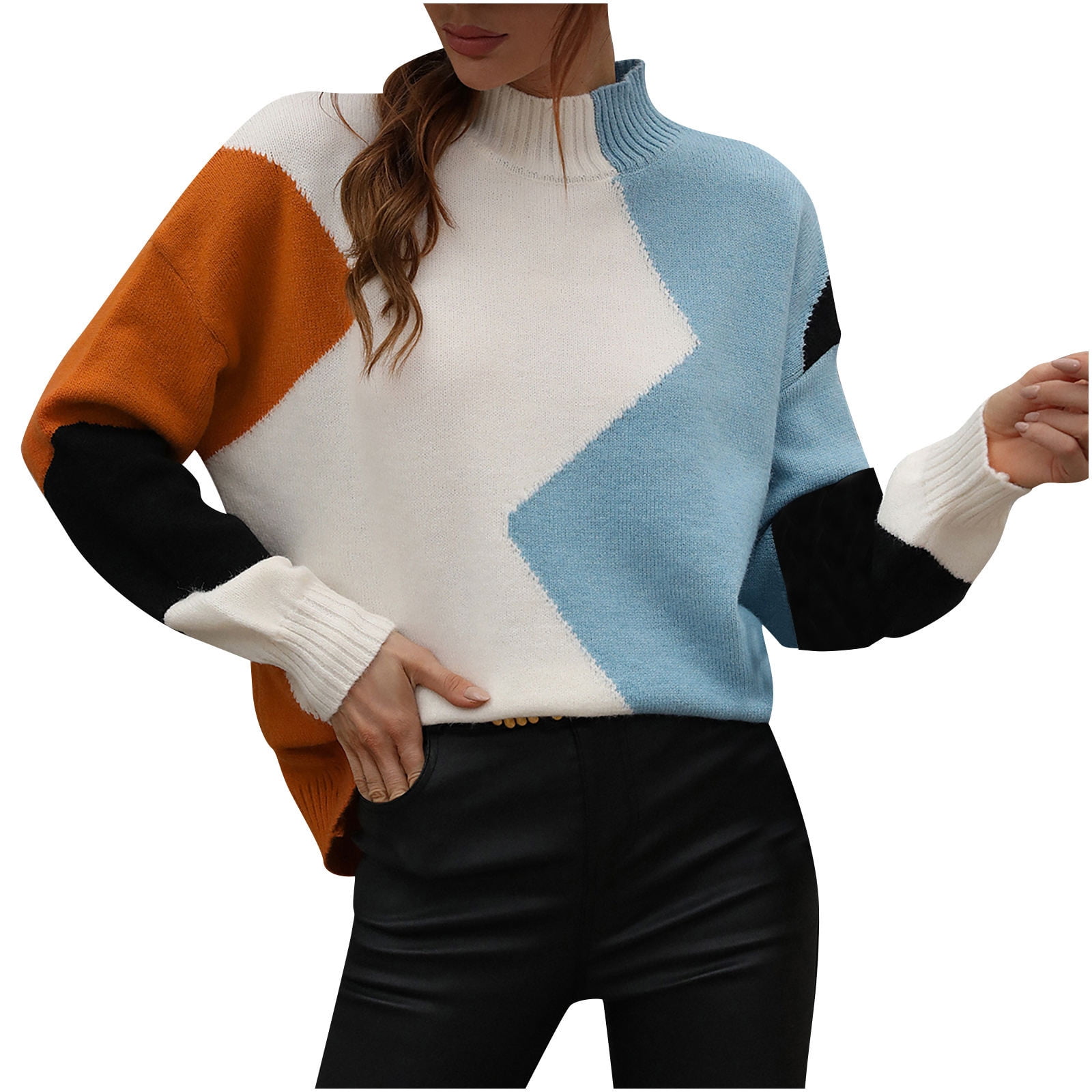 Womens Sweaters Other Stories Color Block Sweater Clearance
