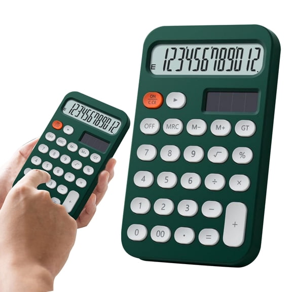 Clearance Under $10 Desktop Calculator,12-Digit Dual Power with Adjustable Tilt Stand,for School & Home Budgeting,1pc,Green