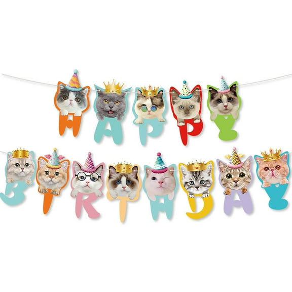 Clearance Under $10 Event & Party, Cat Banner Cat Theme Bunting Decoration For Adoption Birthday