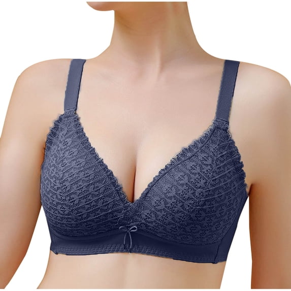 Fashion Bras for Women Full Coverage Plus Size Solid Color Steel Rings Lace Pad Gathering Everyday Bras